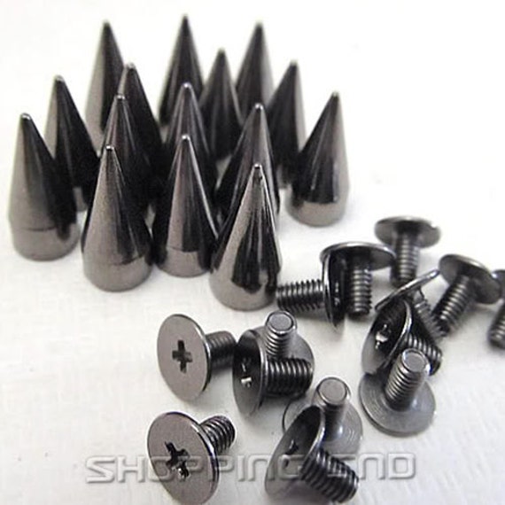 14mm Cone Screwback Spike Studs Bullet W/ Screws, Gunmetal Black, Wholesale  Leather Findings for Leathercraft, 1/10/30/50/100/500/1000pcs 