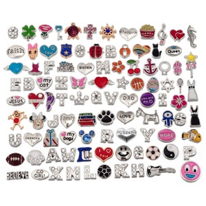 RUBYCA 100 Designs Mix Assorted Floating Charms for Living Memory Lockets, Wholesale Gold Silver Charms, Charms for Locket, Locket Charms