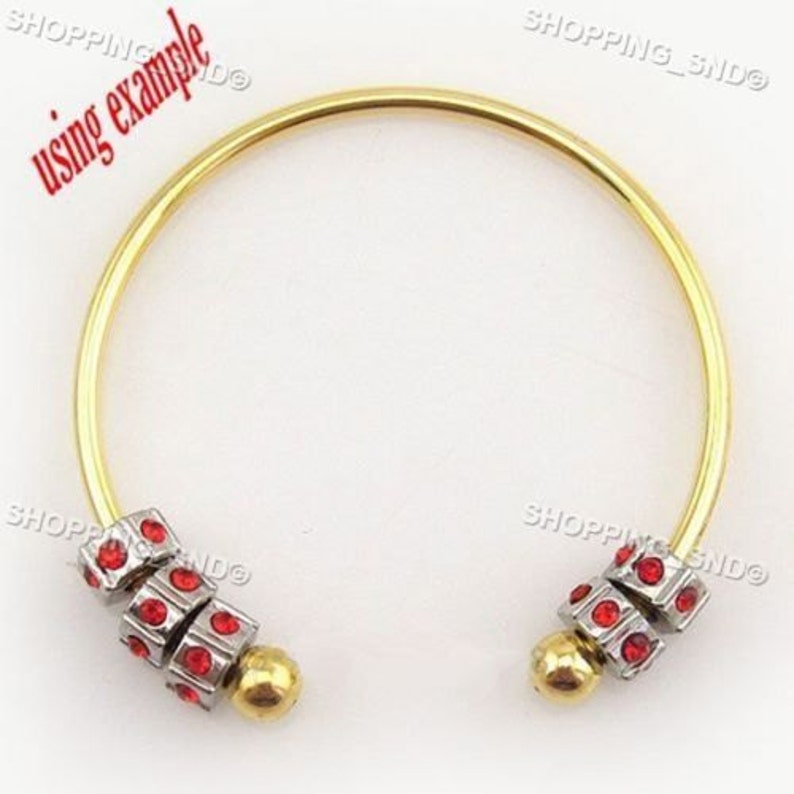 Gold Bangle Bracelet Screw Ball Cuff Fit Charm Beads Jewelry Etsy