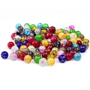 6mm Assorted Crackle Glass Round Beads // Mixed Color Beads // Czech Crystal bead // Druk Pressed Glass Beads Splash Paint // Free Shipping