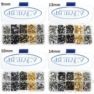 Metal Screw Back Cone Spikes and Studs Mixed Colors Kit for Leathercraft, Spike Studs, 9mm 10mm 13mm 14mm, Silver Gold Brass Gunmetal Black