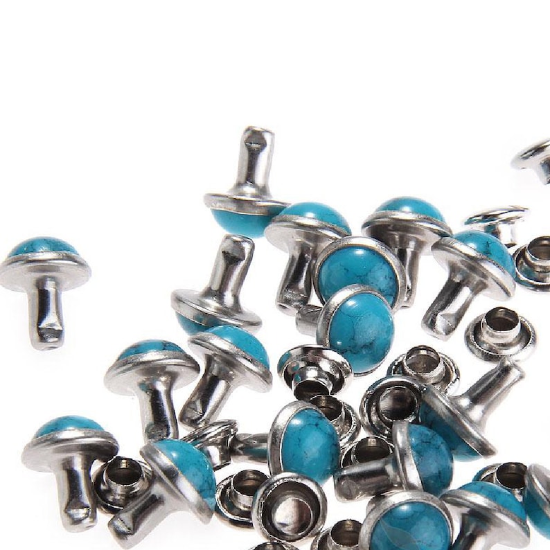 Blue Turquoise Rapid Rivets Silver Metal for Leathercraft Etsy
