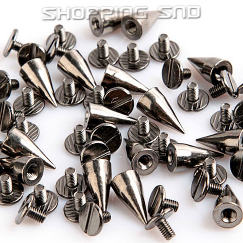 14mm Cone Screwback Spike Studs Bullet W/ Screws Gunmetal Etsy