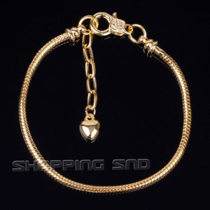 Erde Gold Herz europäischen Charme Armband Schraube Ende Karabiner Verschluss Schlange Kette versandkostenfrei #BRC-SNKCH2