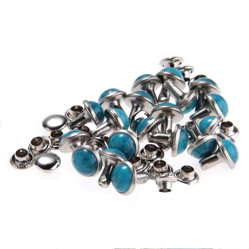 Blue Turquoise Rapid Rivets Silver Metal for Leathercraft Etsy