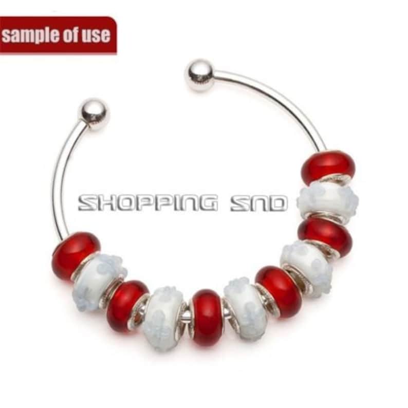 Silver Bangle Bracelet Screw Ball Cuff Fit Charm Beads Jewelry Etsy