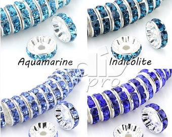 8mm Rondelle Spacer Beads Silver Round 100pcs Czech Crystal Rhinestone Premium Quality! Free shipping By DIYpro