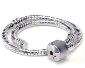 925 Bracciali In Argento Sterling Bracciale A Catena Di Serpente Compatibile Con Perline Di Fascino Gioielli Fai Da Te 17 22mm~p79657701