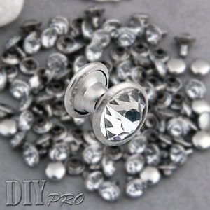 200pcs Crystal Rivets, Leather Rapid Rivets for Fabric, Silver Speedy Rivet, Rhinestone Snap Rivets Fasteners for Clothing Double Cap Rivets