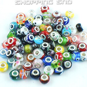 RUBYCA Big Hole Large Czech Crystal Charm Beads Fit European Charm Bracelet (20pcs, Yellow, 15mm