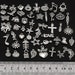 RUBYCA 50 Piece Mixed Silver Charms Set - Antiqued Finish For Jewelry Making
