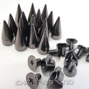 Borchie a cono con vite da 13 mm color canna di fucile, borchie metalliche nere a forma di proiettile con vite, borchie a punta grandi, accessori per pelletteria, lavorazione della pelle