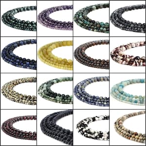Natural Gemstone Round Loose Beads, 1 Strand 4mm, 6mm, 8mm, 10mm, Stone Beads for DIY Jewelry Making, Loose Gems Supplies for Men and Women
