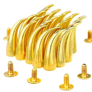 Gold 21mm Cat Claw Spikes // Metal Large Spikes and Studs, Screwback Large Claw Spike for Leathercraft w/ Screws, Wholesale Leather Findings