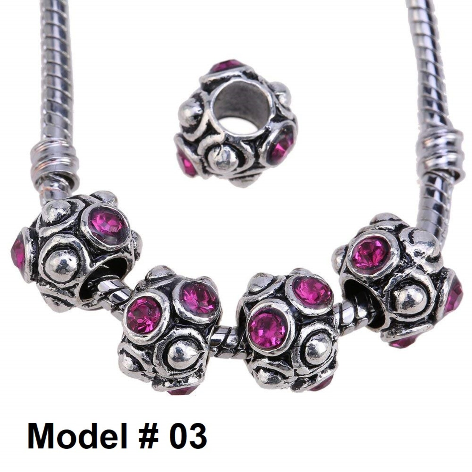 Pink Crystal Charms Silver Charms for Bracelets Purple Charm Etsy