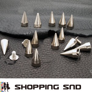 100/10Pcs Silver Cone Studs and Spikes DIY Craft Cool Punk Garment 100/10Pcs Silver Cone Studs and Spikes DIY Craft Cool Punk Garment