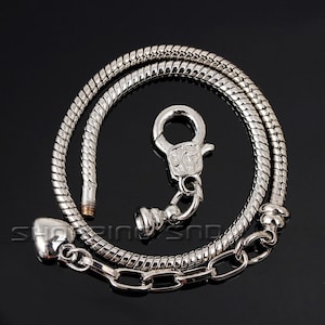 Corazón de plata tibetana encanto pulsera tornillo final langosta cierre serpiente (16-23cm) envío gratuito