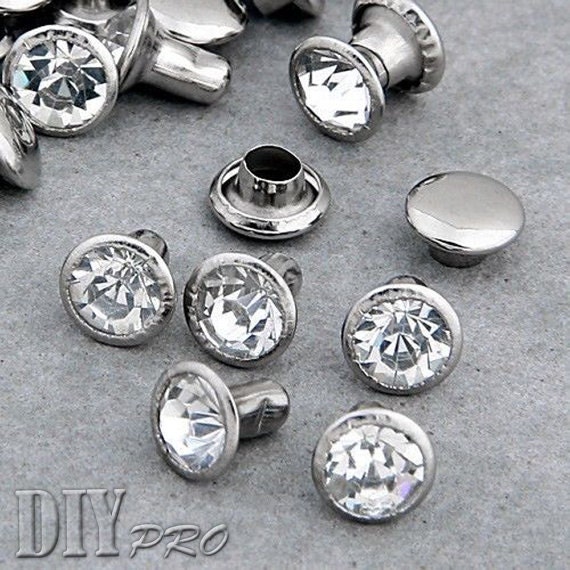 200pcs Crystal Rivets Leather Rapid Rivets for Fabric Silver Etsy