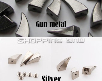 17mm Dragon Claw Spikes // Giant Screwback Metal Claw Spikes // Plata o Gunmetal Black Spikes and Studs w / Tornillos para cuero de cuero