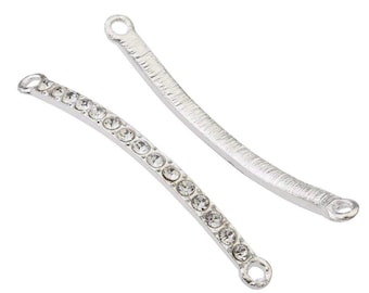 Sidomonterad armbandskoppling i silverfärgat stål, böjd kristallkoppling, metalllänkar och kopplingar, handledskoppling för armband, manschettkoppling