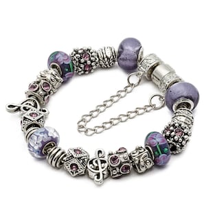 Purple Sol Key eArt European Charm Bracelet, Women Jewelry, Free Shipping Worldwide #PANBRC-17