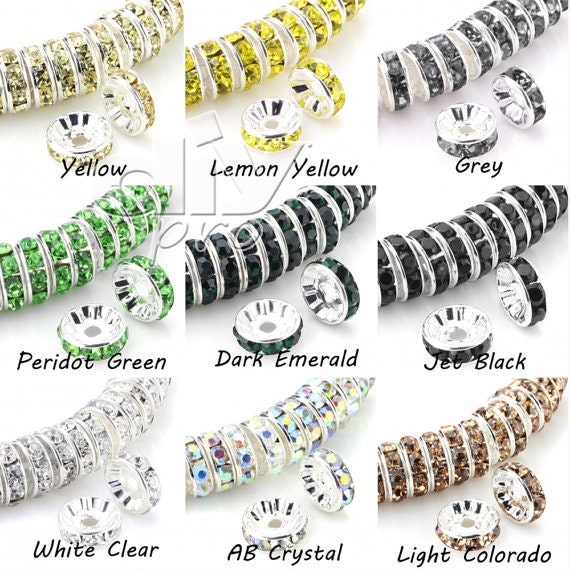 BRCbeads 100 Perle Rondelle In Cristallo 6mm Placcato Argento, Colore Topazio #203, Per Creazione Gioielli Fai Da Te