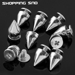 9mm Silver Cone Screwback Spikes, Wholesale Metal Studs w/ Screws for Leathercraft, Leather Findings - 1/10/30/50/100/500/1000pcs