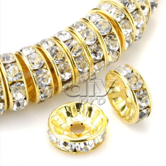 1 Gold Flat Metal Spacer Beads, Rondelle Spacer Beads – The
