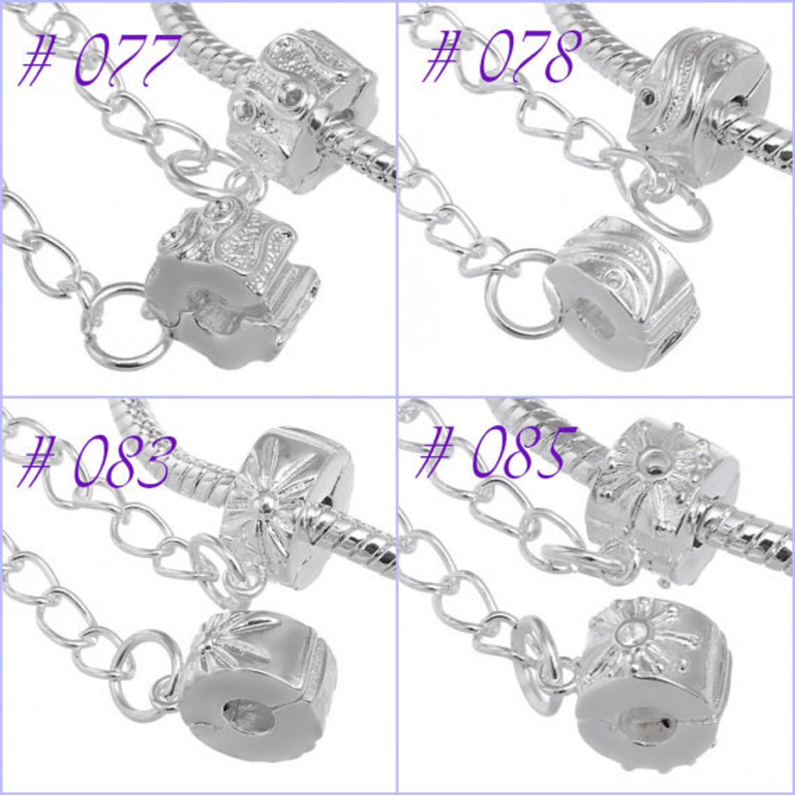 Chain Charm Clasps White Silver Plated For Charm Bracelets Etsy 日本