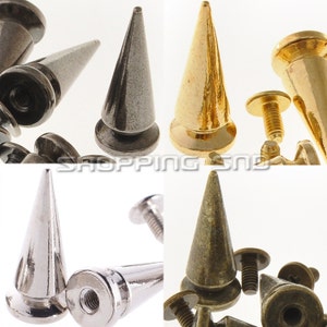 Metal Large Tree Spikes 25mm / 1&quot; - Silver Black Bronze Gold - Screwback Metal Studs and Spikes for Leathercraft, Spikes with Screws