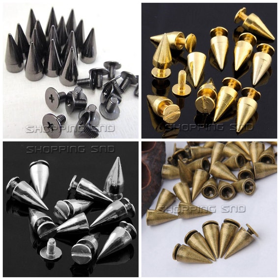 13mm Cone Spike Studs for Clothing, Metal Spikes and Studs, Cone Spikes  Screwback Studs, Screw Studs for Leather Silver/gold/bronze/black 