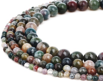 Indian Agate Beads / Natural Round Gemstone Loose Beads / Indian Quartz Stone Beads / 1 Strand, Organizer Box 4mm  6mm  8mm 10mm