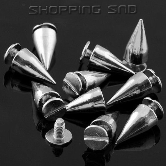 RUBYCA 25mm 20 Sets Large Metal Big Tree Spikes and Studs Metallic Screw-Back for DIY Leather-Craft Silver Color