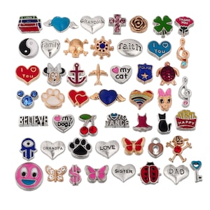 RUBYCA Floating Charms Kollektion passen Living Memory Medaillons, Gold Silber Charm für Medaillon, Auswahl von 50 Designs, wie im Bild gezeigt