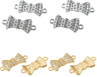 Conector lateral de lazo de lazo, conector curvo de pavimento de cristal para pulsera, hallazgos para la fabricación de joyas, conectores de enlaces de pulsera, oro, plata