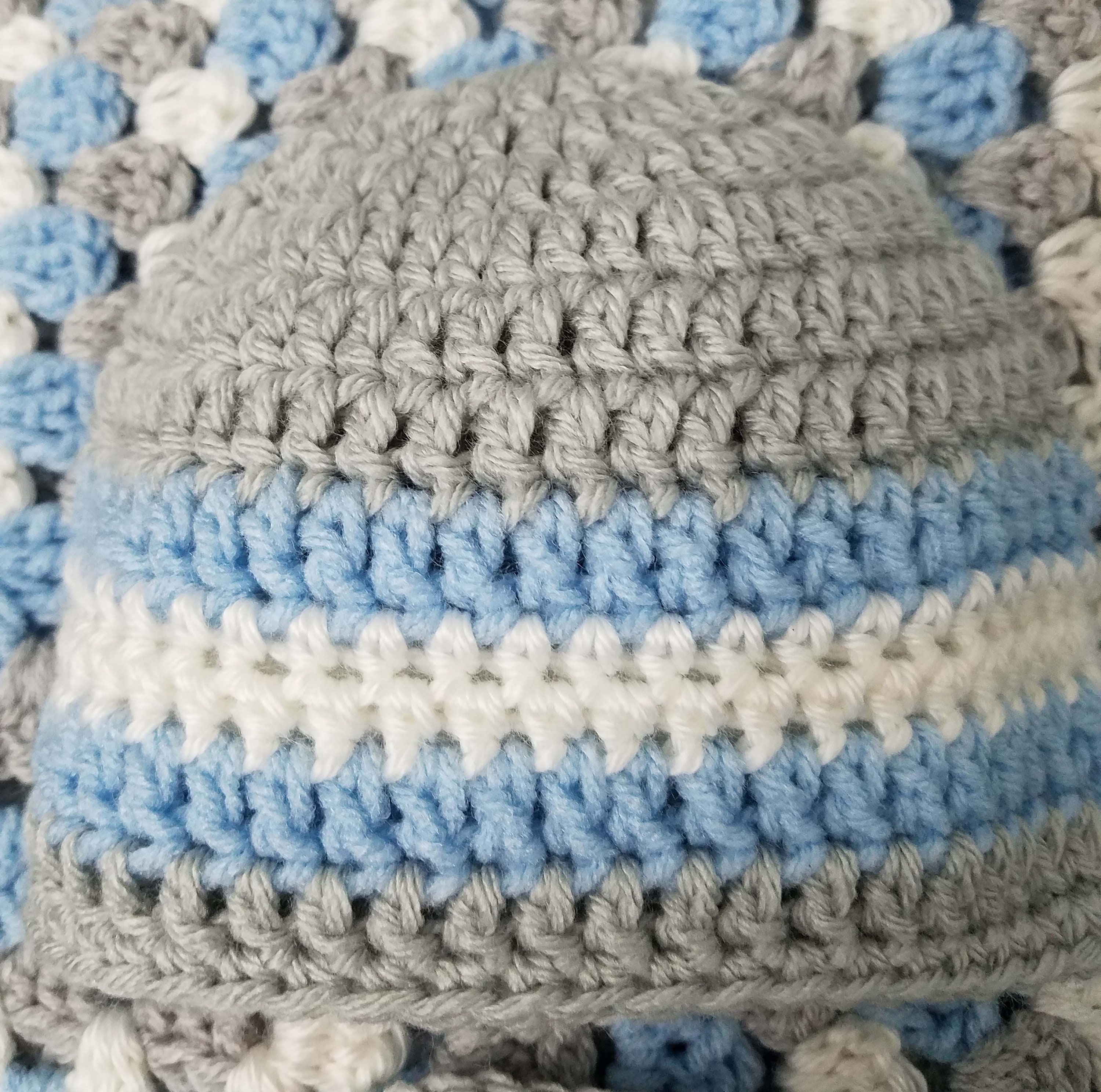 Crochet Baby Blanket Light Blue and Gray Set | Etsy