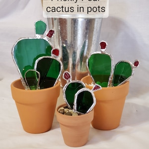 Stained Glass Cactus Decor: Handmade Southwest Accent in Terra Cotta Pot