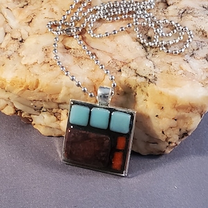 Mosaic Necklaces-Silver Tone Tile Pendant Designs-Artisan Beads, Charms, Glass Tiles-Great Gift for Any Occasion!