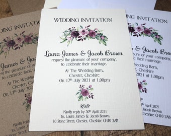 Pack of 10 A6 Wedding / Evening / Party Reception Invitations 109