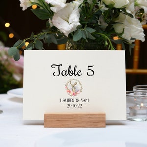 Personalised A5 A6 Table Number / Name Cards - Wedding Dinner Party Event Birthday Stag Reindeer woodland 133