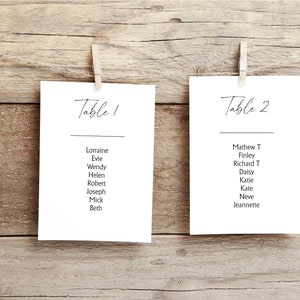 DIY Printed Wedding Table Seating Plan Chart Cards and Headers Simple Modern 203 image 1