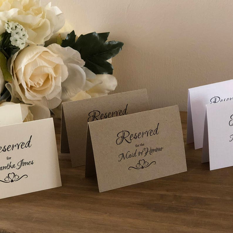 Vintage Personalised Wedding Place Name Cards Rustic Home