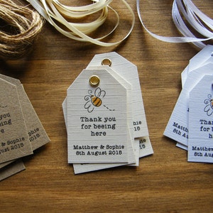 Personalised Wedding Favour 'Thank you for beeing here' Tags -Vintage -Honey Jar