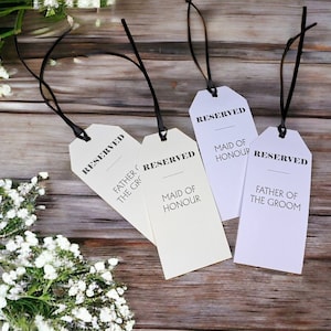 Personalised Large Wedding Reserved Place Name Tags - White / Ivory Simple Modern Bold 205