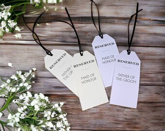 Personalised Large Wedding Reserved Place Name Tags - White / Ivory Simple Modern Bold 205