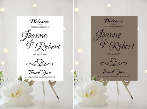 white or ivory** **A3/A4/A5 Personalised Welcome to our Wedding Sign 