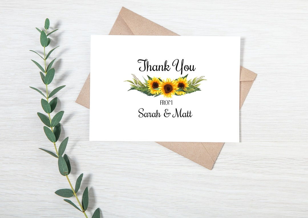 Pack of 10 A6 Tent Folded Thank You Cards & Envelopes Wedding Botanical ...