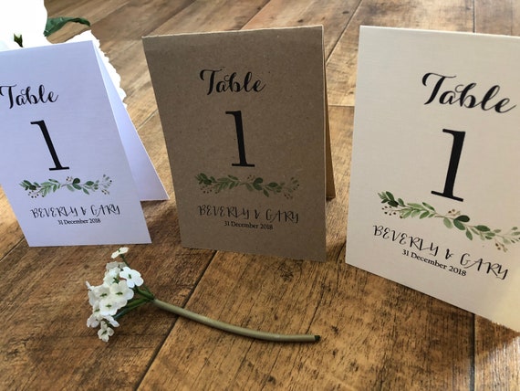 Personalised Table Number / Name Tent Cards Wedding | Etsy UK