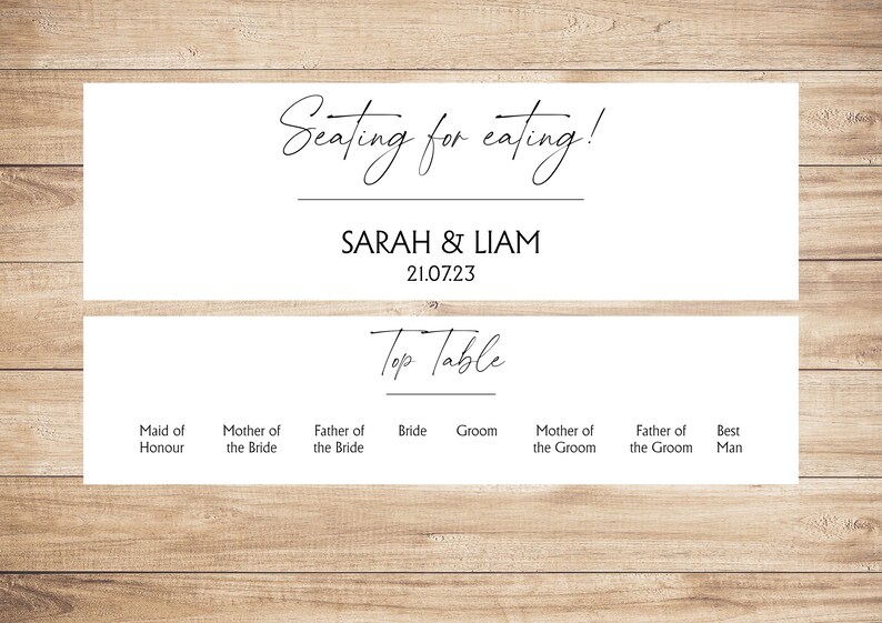 DIY Printed Wedding Table Seating Plan Chart Cards and Headers Simple Modern 203 image 2