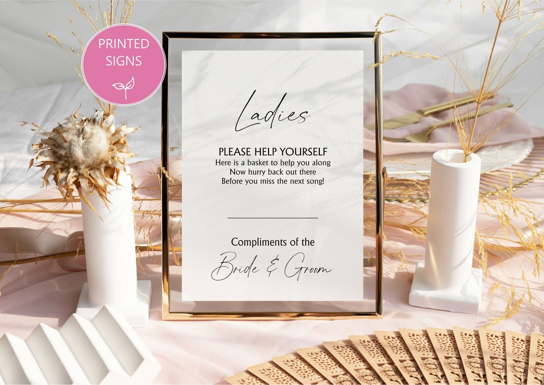 PRINTED A4/A5 Wedding Sign Personalised Ladies /gents Toiletries Basket ...